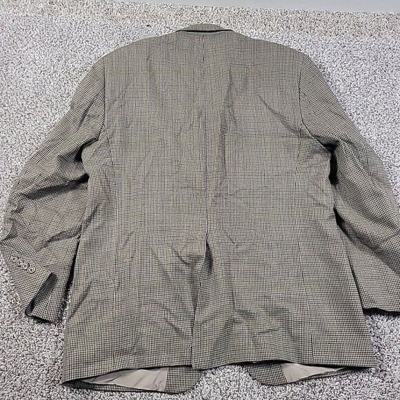 LAUREN Ralph Lauren Blazer Mens 42R Brown Houndstooth 100% Wool Sport Coat FLAW - Picture 5 of 9